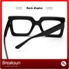 Breaksun Oversized Blue Light Glasses for Women Fashion Thick Square Computer Eyewear Non-Prescription Black Glasses (Black)