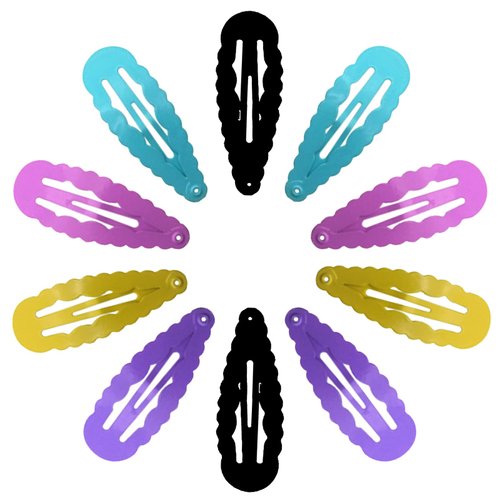 Snap Hair Clips, 10 PCS 2 Inch Metal Barrettes in 5 Colors With Corrugated Edge, No Slip Cute Pure Color Hair Accessories for Girls, Women, Kids Teens or Toddlers