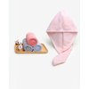 Bath Pre Dry Hair Towel 4-Piece Set Quick Dry Extra Absorbent Lightweight Turban with Button Hair Drying Wrap Bathroom Girl Friend Family Mom Gift
