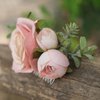 Fangsen Wedding Pink Rose Flower Hair Comb Spring Wedding Bridal Hair Accessory for Women and Girls Silver