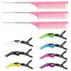 10Packs Rat Tail Combs Hair Clips Set，3Pcs Rat Tail Comb，Parting Comb and 7Pcs Alligator Styling Sectioning Clips of Professional Hair Salon Quality(Pink)