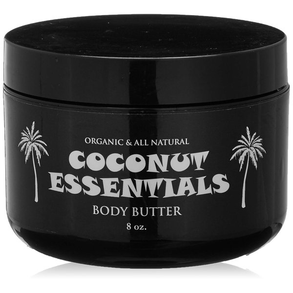 Coconut Essentials Moisturizing Body Butter - Coconut Oil, Vitamin E, Shea, Peppermint, Almond, Cocoa and Sunflower - for Beautiful and Glowing Skin!! 8 oz