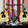 Gym Birthday Party Decorations Black and Gold Fitness Themed Party Decorations for Men, Weight Lifting Theme Party Supplies with Fitness Cake Topper Glitter Gym Happy Birthday Banner