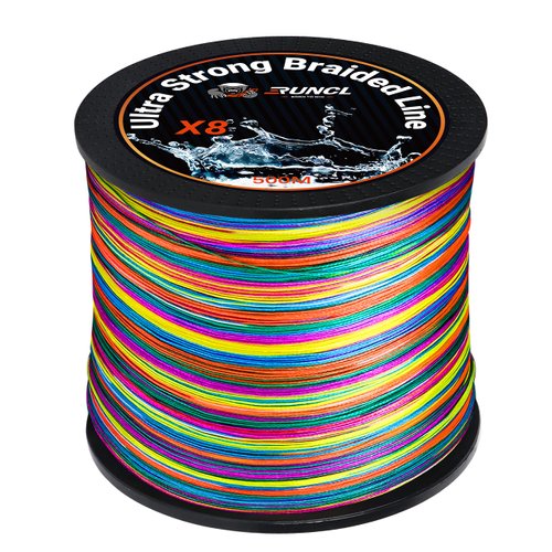 RUNCL Braided Fishing Line, 8 Strand Abrasion Resistant Fishing Line Braid, Super Durable, Smooth Casting, Zero Stretch, Smaller Diameter, Hi Vis, 328-1093 Yards, 12-100LB(30LB,546yds)