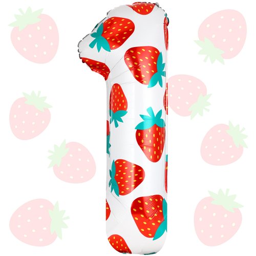 Lunmon 40 Inch Strawberry Balloons Strawberry Number 1 Balloons Sweet Fruit Balloons Berry Birthd...