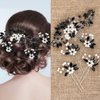 Yeshone 5 Pieces Wedding Hair Comb Bridal Hair Pins Crystal Pearl Hair Accessories Rhinestone Flower Hair Piece for Wedding Bride Women(Black,Classic Style)