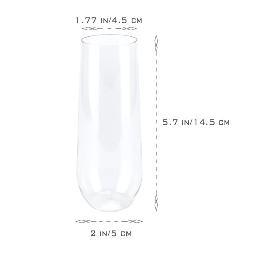 MR.FOAM 9oz Plastic Champagne Flutes, 12 Pack Stemless Disposable Toasting Glasses,Shatterproof Crystal Clear Plastic Champagne Glasses Cocktail Cups Ideal for Wedding and Shower Party Supplies