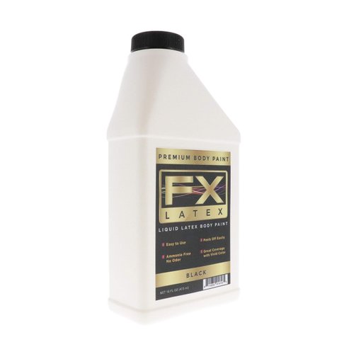 Liquid Latex Fashions - Ammonia Free Natural Face paint for Kids and Adults, Ideal for Artwork, Parties, School Plays, Cosplays and Concerts, Black- 16 oz