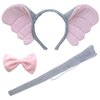 ZCMG Halloween Elephant Ears Headband Bow Tie Tail Gray Elephant Hair Hoops Headpiece Women Bowtie Animal Headpiece Hairband Hair Bands Cosplay Dress Up Baby Shower Festival Birthday Party Accessories