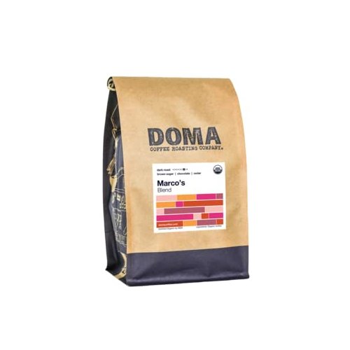 Doma Coffee "Marco's Organic Blend - Espresso" Dark Roasted Fair Trade Organic Whole Bean Coffee - 2 Pound Bag