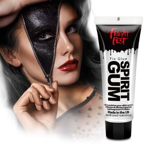 Mastix Spirit Gum Glue Adhesive 12ml Cosmetic Grade by Fright Fest - Fix prosthetic, gems, glitter great glitter tattoo glue, body glue, hair bonding glue, wig glue, make up glue (12ml)
