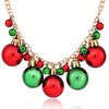 XOCARTIGE Christmas Necklace X-Mas Jingle Bell Necklaces Present Bow Pendant Necklace Present for Women Girls (D Xmas Ball)