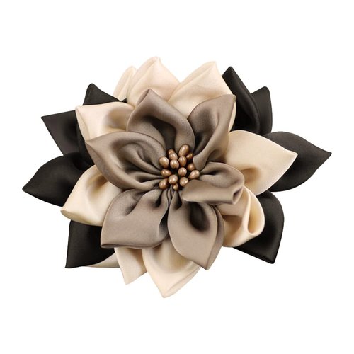 Merdia Hair Clip for Women, Flower Design, 11 CM, 47G, Black, Beige and Coffee