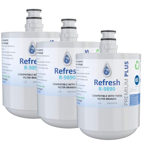 Refresh NSF-53 Premium Replacement Refrigerator Water Filter Compatible with LG LT500P, 5231JA2002A, 5231JA2002A-S, ADQ72910901, ADQ72910902, ADQ72910907 and Kenmore 46-9890 (3 Pack)