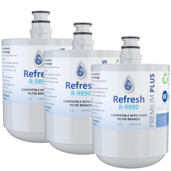 Refresh NSF-53 Premium Replacement Refrigerator Water Filter Compatible with LG LT500P, 5231JA2002A, 5231JA2002A-S, ADQ72910901, ADQ72910902, ADQ72910907 and Kenmore 46-9890 (3 Pack)