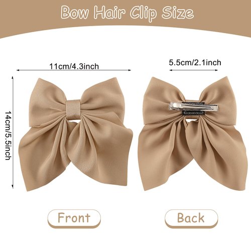 10 Pcs Bow Hair Clips for Women Girls 5.5 Inch Big Hair Bows 10 Solid Colors Handmade Soft Fabric Bowknot French Barrettes Hair Accessories