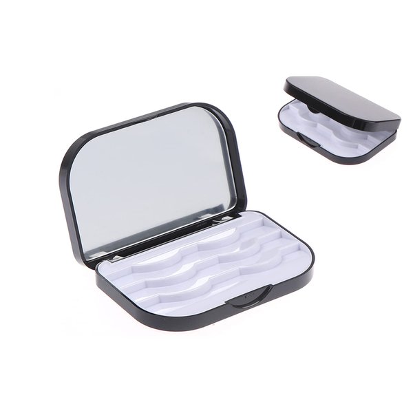 AREMOD Lash Mirror, Eyelash Case 3 Layer False Eyelash Holder Case Lash Organizers and Storage Empty Travel Cosmetic Eyelash Container with Mirror for Makeup(Black)