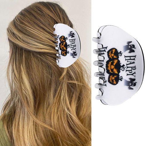 4''Halloween Hair Clip Hair Claw Clip for Women Girls White Spider Web Design for Halloween Hair Accessories Nonslip Hair Clamp Clips for Thick and Thin 1pcs