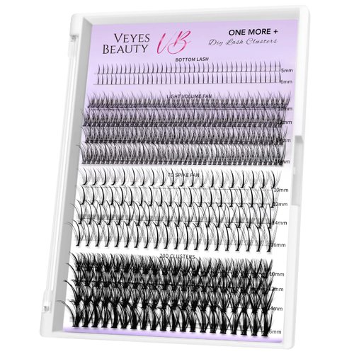 VEYESBEAUTY Lash Clusters Individual Lash Extensions One More+ DIY Multi-type Faux Mink Lash Tray Bottom, Light Volume, 7D Spike, 20D Clusters Natural Eyelashes for Self Application