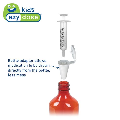EZY DOSE 5 mL Sterile Plastic Oral Syringe & Dispenser, Includes Bottle Adapter, BPA Free