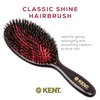 Kent CSMM Classic Shine Medium Oval Cushion Straightening Brush - Natural Black Boar Bristle Hair Brush with Nylon Quills - Shine Hair Brush and Scalp Scrubber for Shoulder to Mid Length Hair