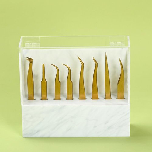 LIXIMMAZN 8 Holes Tweezers Holder, Acrylic Rack Storage Eyelash Extension Tools with Dust Cover Durable Tweezer Display Stand Holder Eyelash Extension Supplies Acrylic Display Stand Tool Salon