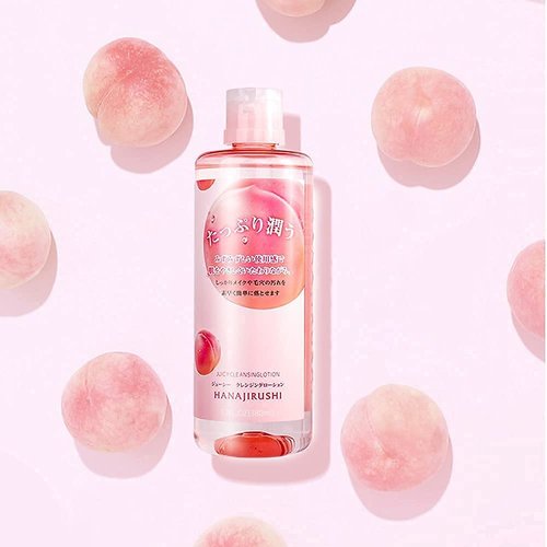 HANAJIRUSHI Cleansing Water, Peach Scent | Water Cleansing (W Face Wash Needed/Sensitive Skin/Point Makeup) Wiping Off Makeup Remover | Eye Makeup Remover (12.8 fl oz)