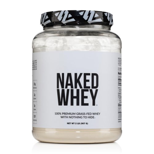Naked Whey 2LB 100% Grass Fed Whey Protein Powder - Only 1 Ingredient, Unflavored Whey Protein, Undenatured, Gluten Free, Soy Free, No GMOs, No Preservatives