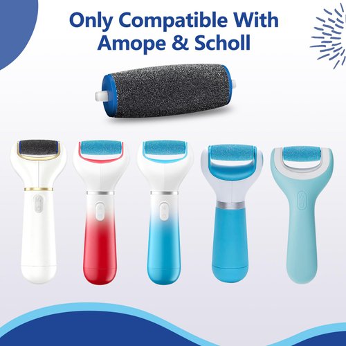 11 Pack Replacement Roller Heads for amope Pedi Perfect Refills Electronic Foot File, Include 6 Extra Coarse & 5 Regular Coarse Replacement Heads Compatible with amope (Black+Blue)