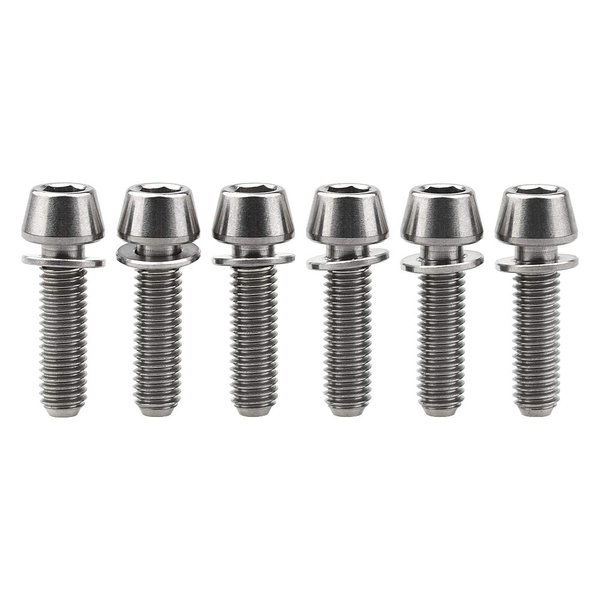 Wanyifa Titanium M5x20mm with Washer Allen Hex Tapered Bolts Screw for Bicycle Stem Pack of 6 (Normal Titanium)