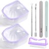Nail Soaking Bowl, Gel Nail Polish Remover Kit, Manicure Bowl for Hand, Dip Powder Remover Tools, Nail Soak Off Bowl for Acrylic Nails, Nail Brush, Cuticle Pusher, Cuticle Peeler, 100/180 Nail File, Buffer Block