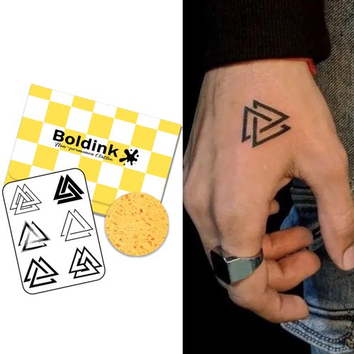 Boldink Semi-permanent tattoos, realistic fake tattoos, last 7-15 days, waterproof non-reflective temporary tattoo stickers, cruelty-free, uniquely designed exquisite packaging（Geometry）
