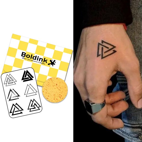 Boldink Semi-permanent tattoos, realistic fake tattoos, last 7-15 days, waterproof non-reflective temporary tattoo stickers, cruelty-free, uniquely designed exquisite packaging（Geometry）