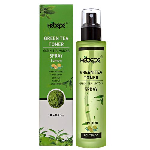 Hebepe Green Tea Matcha Facial Toner Mist with Lemon, Alcohol-Free, Refreshing, Moisturizing, and Soothing Face Toner, with Jojoba Oil, Castor Oil, Snail Filtrate,120ml