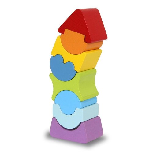 JAMARA Kidiwood Wooden Stacking Tower 8 Pieces - from 2 Years, Solid Wood - Sycamore/Beech, Water-Based Paints, Promotes Motor Skills/Touch, Recognise/Assign Shapes