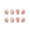 Kamize Square Press on Nails Nude Fake Nails Short Acrylic Full Cover Almond False Rainbow Nails for Women and Girls 24PCS