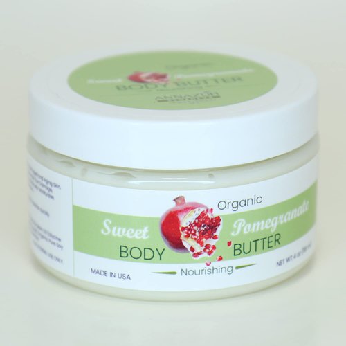 Organic Body Butter Sweet Pomegranate For Women, 100% Pure, Body Lotion, Dry Skin Moisturizer For All Skin Types, ANNAZUR (Pomegranate, 4)