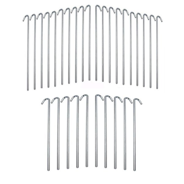 IIT 71021 9 inch 30-Piece Galvanized Steel Tent Pegs-Garden Stakes, Silver