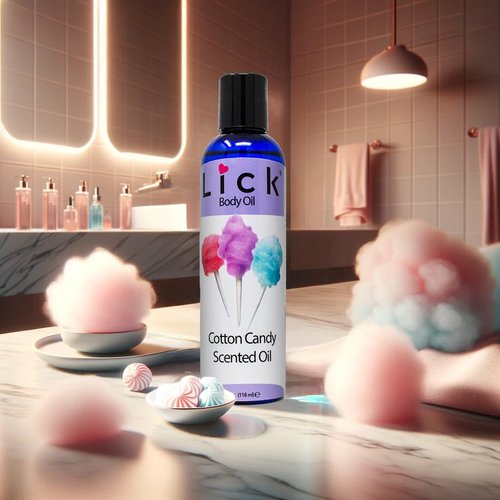 LICK Cotton Candy Scented Body Oil - Vitamin E Infused, Moisturizing and Hydrating After Shower Body Oil, Antioxidant Protection, Soothing Aromatherapy - Natural and Gentle for All Skin Types