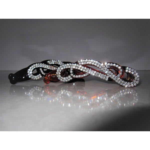 Generic Black or brown sparkly banana hair claw clip with crystals rhinestones (Primary color: Black), 1 Count (Pack of 1)