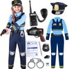 YADIYA Police Officer Costume for Kids, Girls Cop Police Costume for Kids, Halloween Costumes for Girls Kids 3-10, Police Uniform for Girls Boys
