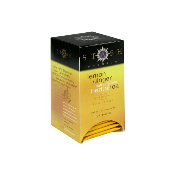 Stash Tea Company Premium Lemon Ginger Herbal Tea Caffeine Free - 20 Bag (Pack of 6)