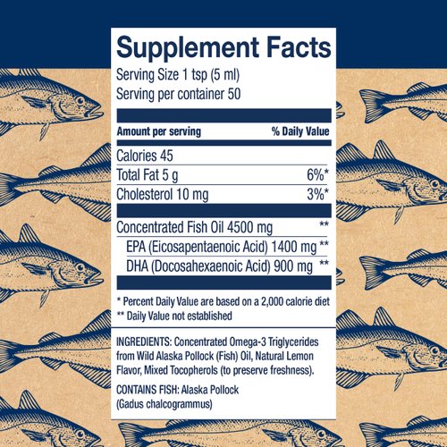 Wiley's Finest Wild Alaskan Fish Oil Peak Omega-3 Liquid Supplement - 2300mg EPA and DHA Omega-3s - Lemon Flavor - 8.45 Oz (50 Servings)