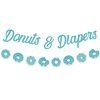 Sursurprise Donuts Baby Shower Decorations, Donuts & Diapers Banner Garland Teal for Boys and Girls Baby Sprinkle Decorations Party Supplies
