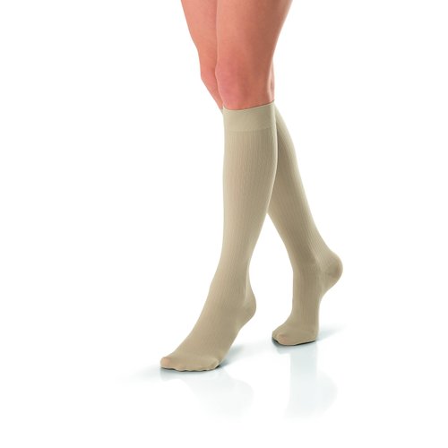 JOBST soSoft, Knee High Compression Socks, Ribbed, 8-15 mmHg, Sand, MD