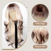 testar Long Platinum Blonde Wavy Wigs For White Women 26 Inch Brown and White Wigs with Bangs Synthetic Blonde Curly Wigs For Daily Party Use Hair Replacement Halloween Wigs