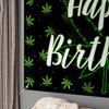 Pots Leaves Birthday Backdrop Banner Decor Green - Weed Leaves Theme Happy Birthday Party Decorations for Women Men Supplies