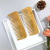 MoyRetty 2 Pieces Bamboo Hair Comb Wide Tooth Brush Handmade of Natural Bamboo Wood Anti-Static For Detangling and Styling Wet or Dry Curly Thick Wavy or Straight Hair For Men or Women