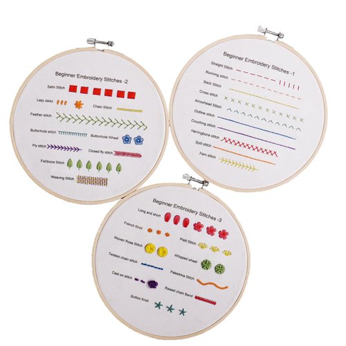 YSMNAIL Embroidery Kit for Beginners, 4 Set Embroidery Starter Kit for Adults with Embroidery Patterns Embroidery Hoops Instructions Embroidery Floss DIY Embroidery Kits Needlepoint Kits Hand Craft