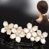 Opal Flower Rhinestone Hair Clip French Crystal Vintage Hair Barrettes Elegant Pearl Hair Accessories,by JINBUYAO (E)